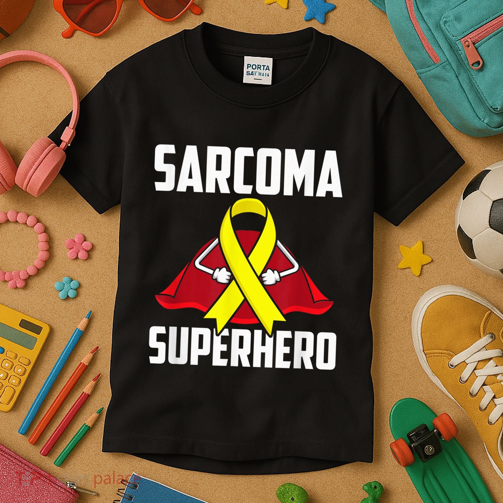 Sarcoma Superhero Survivor Warrior Chemo Fighter Kids T-Shirt