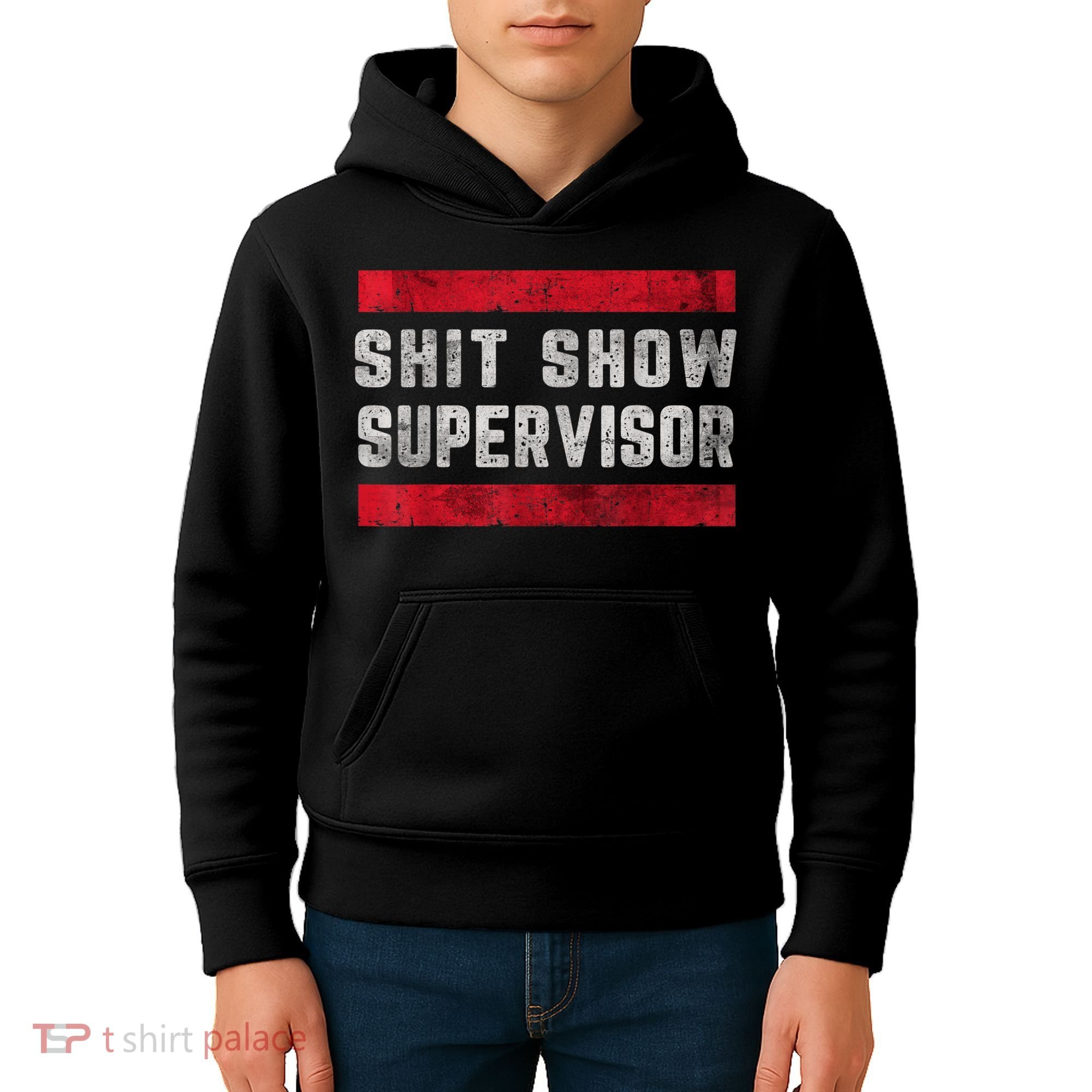 Shit Show Supervisor Sarcastic Distressed Kids Hoodie