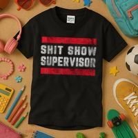 Shit Show Supervisor Sarcastic Distressed Kids T-Shirt thumb 3