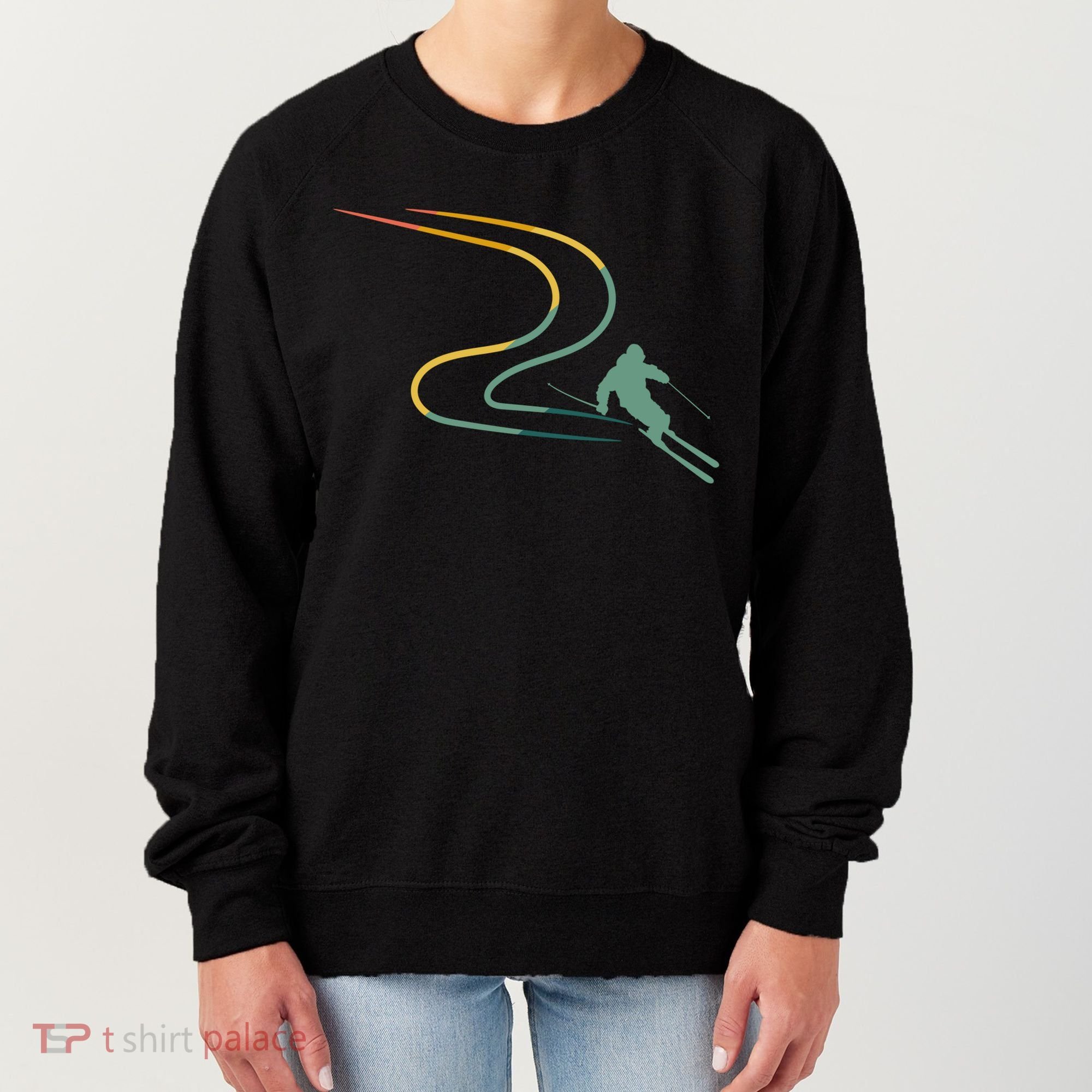 Skiing Ski Snow Heartbeat Retro Meaningful Gift Women's Sweatshirt
