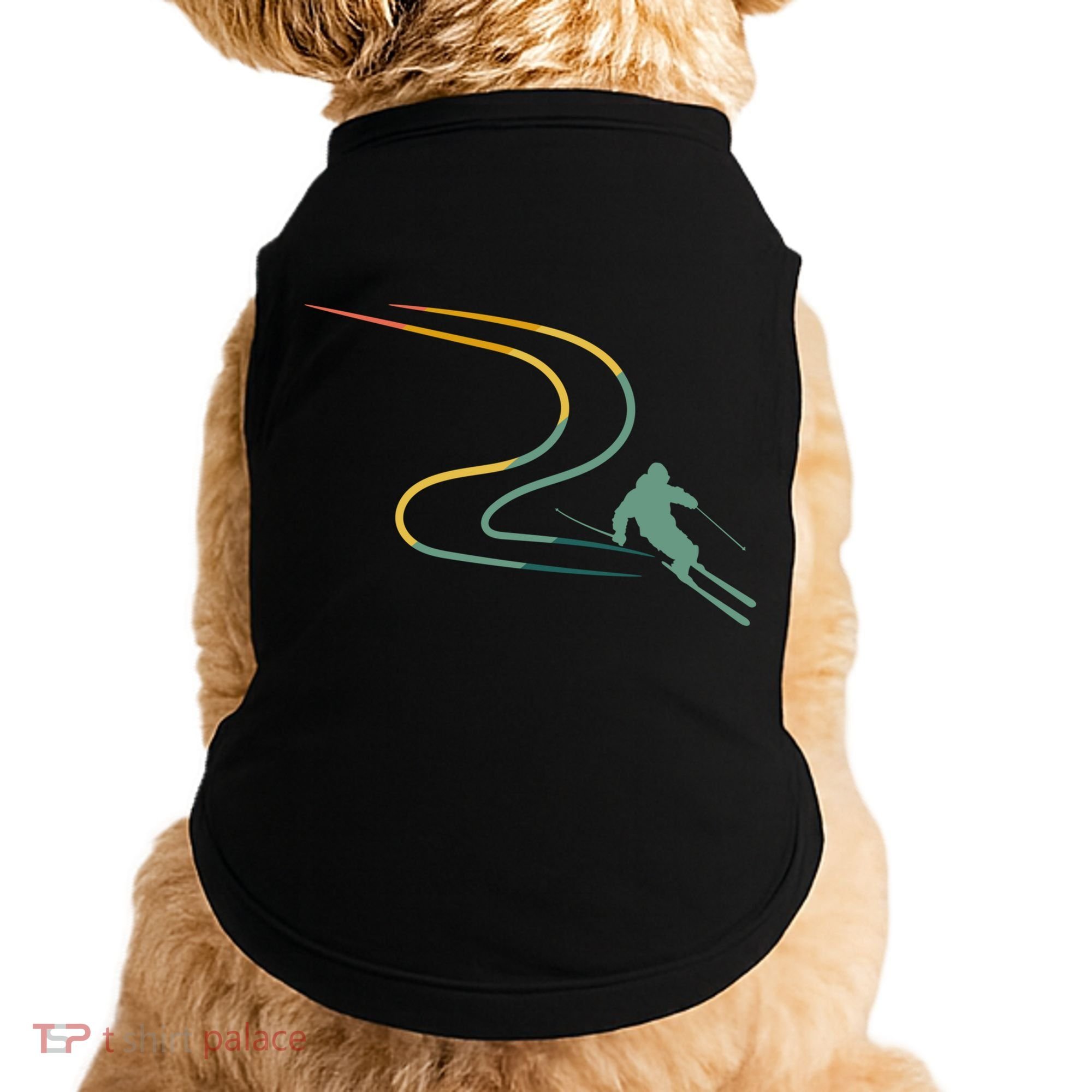 Skiing Ski Snow Heartbeat Retro Meaningful Gift Doggie Tank