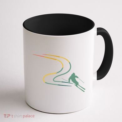 Skiing Ski Snow Heartbeat Retro Meaningful Gift Coffee Mug back