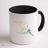 Skiing Ski Snow Heartbeat Retro Meaningful Gift Coffee Mug thumb 1
