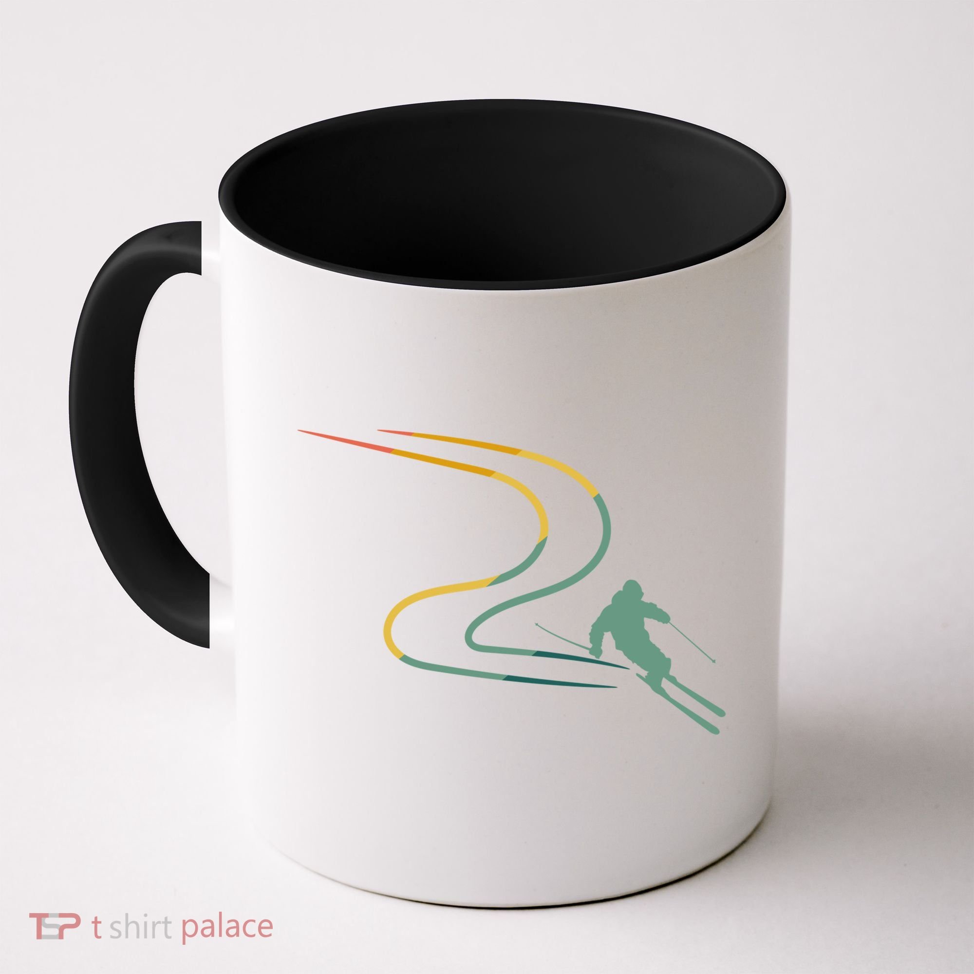 Skiing Ski Snow Heartbeat Retro Meaningful Gift Coffee Mug