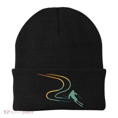 Skiing Ski Snow Heartbeat Retro Meaningful Gift Beanie