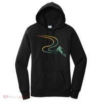 Skiing Ski Snow Heartbeat Retro Meaningful Gift Women's Hoodie thumb 0