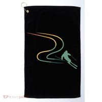 Skiing Ski Snow Heartbeat Retro Meaningful Gift Golf Towel thumb 0