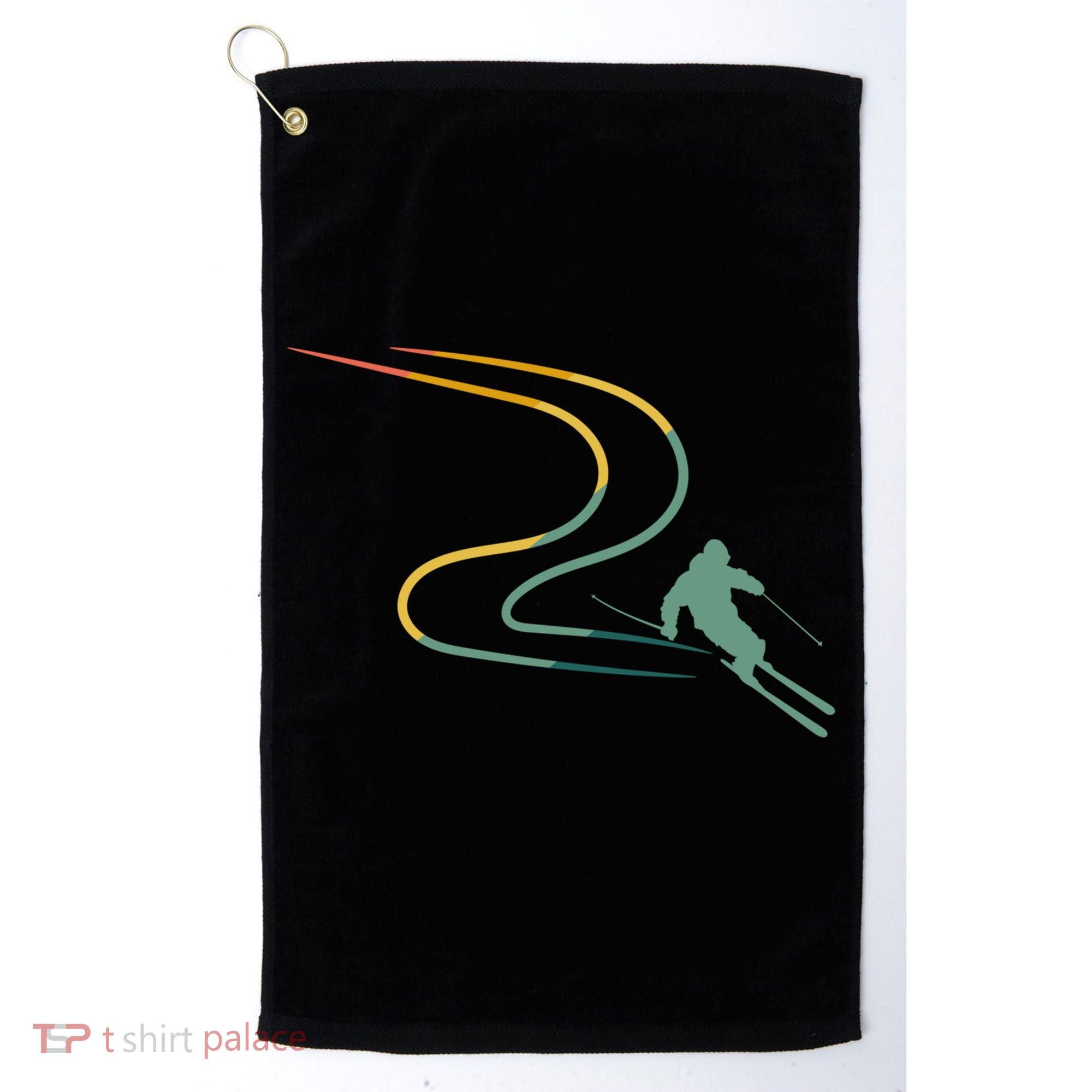 Skiing Ski Snow Heartbeat Retro Meaningful Gift Golf Towel