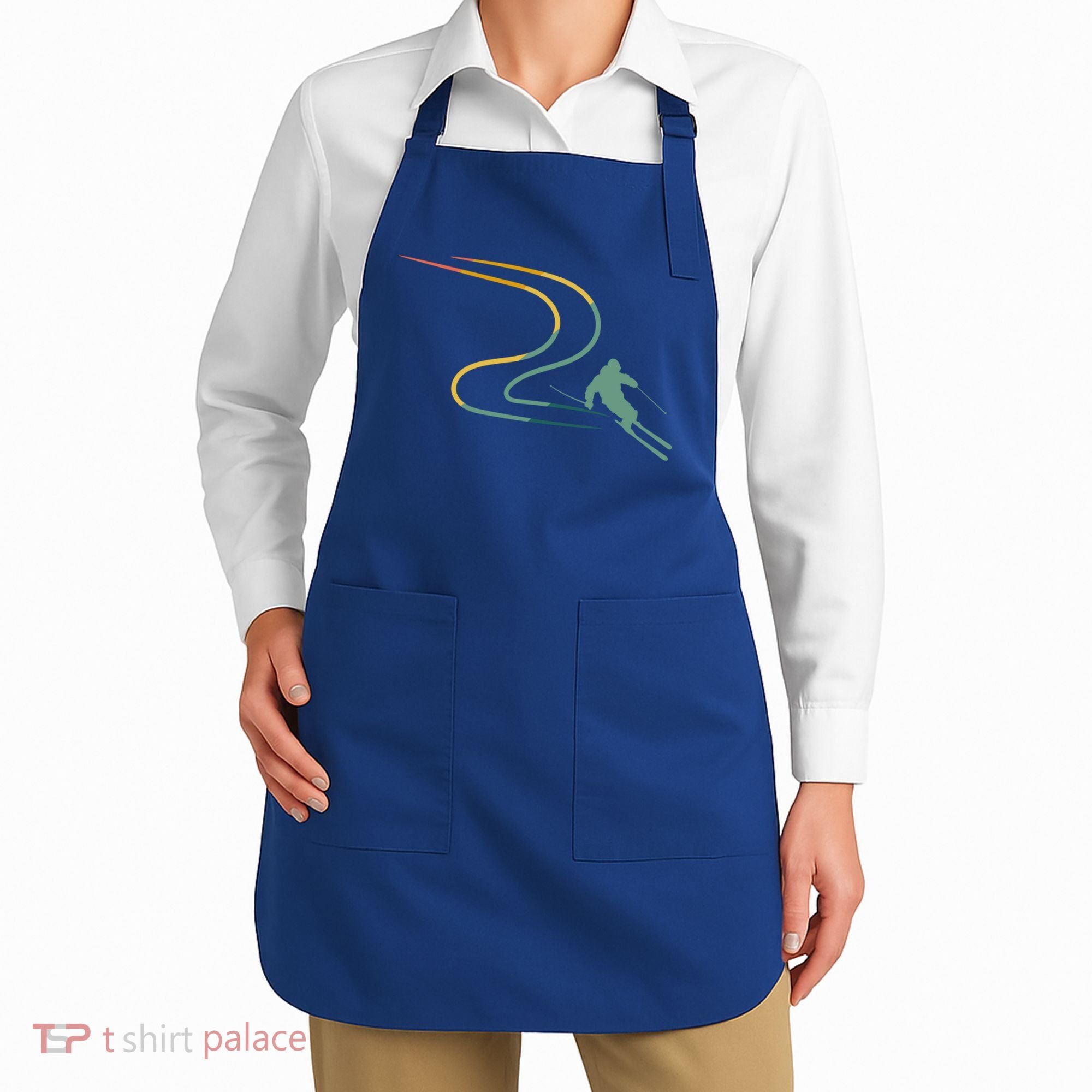 Skiing Ski Snow Heartbeat Retro Meaningful Gift Apron