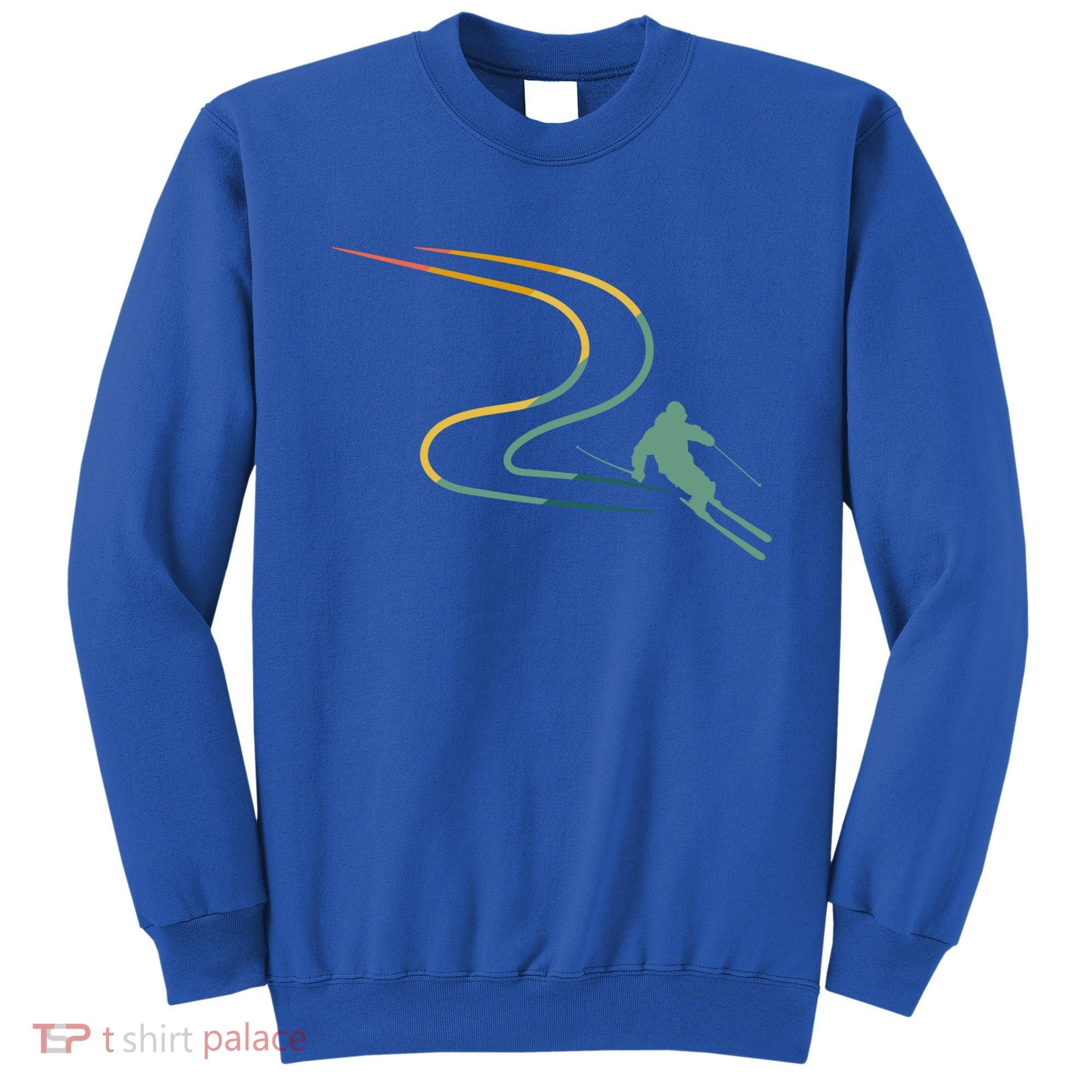 Skiing Ski Snow Heartbeat Retro Meaningful Gift Sweatshirt