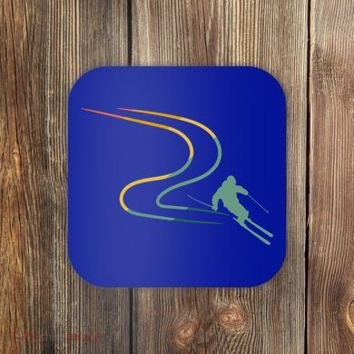 Skiing Ski Snow Heartbeat Retro Meaningful Gift Coaster