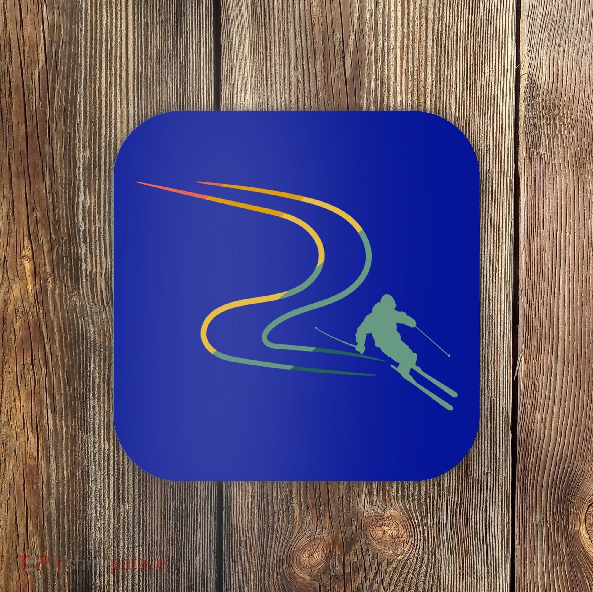 Skiing Ski Snow Heartbeat Retro Meaningful Gift Coaster