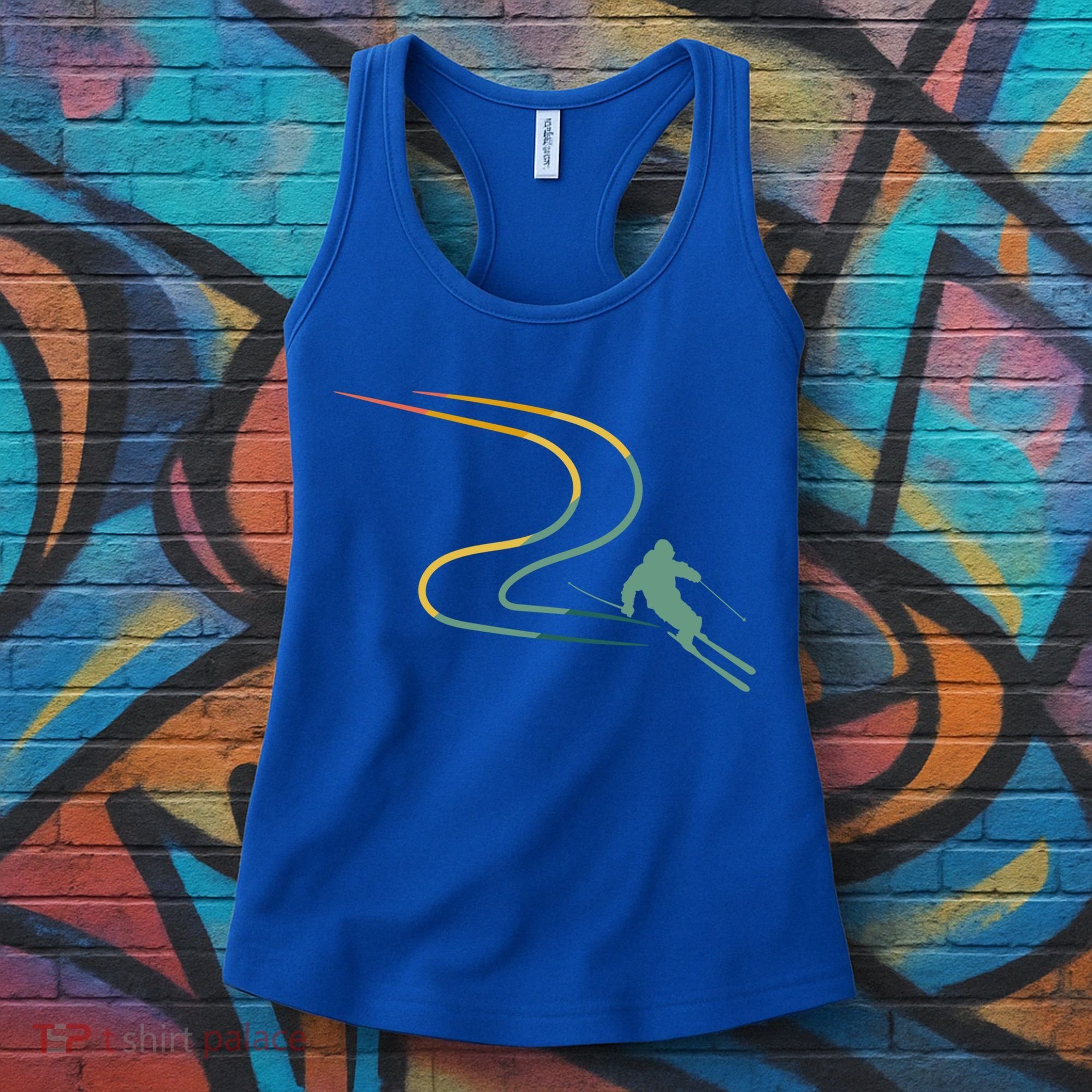 Skiing Ski Snow Heartbeat Retro Meaningful Gift Women's Tank Top