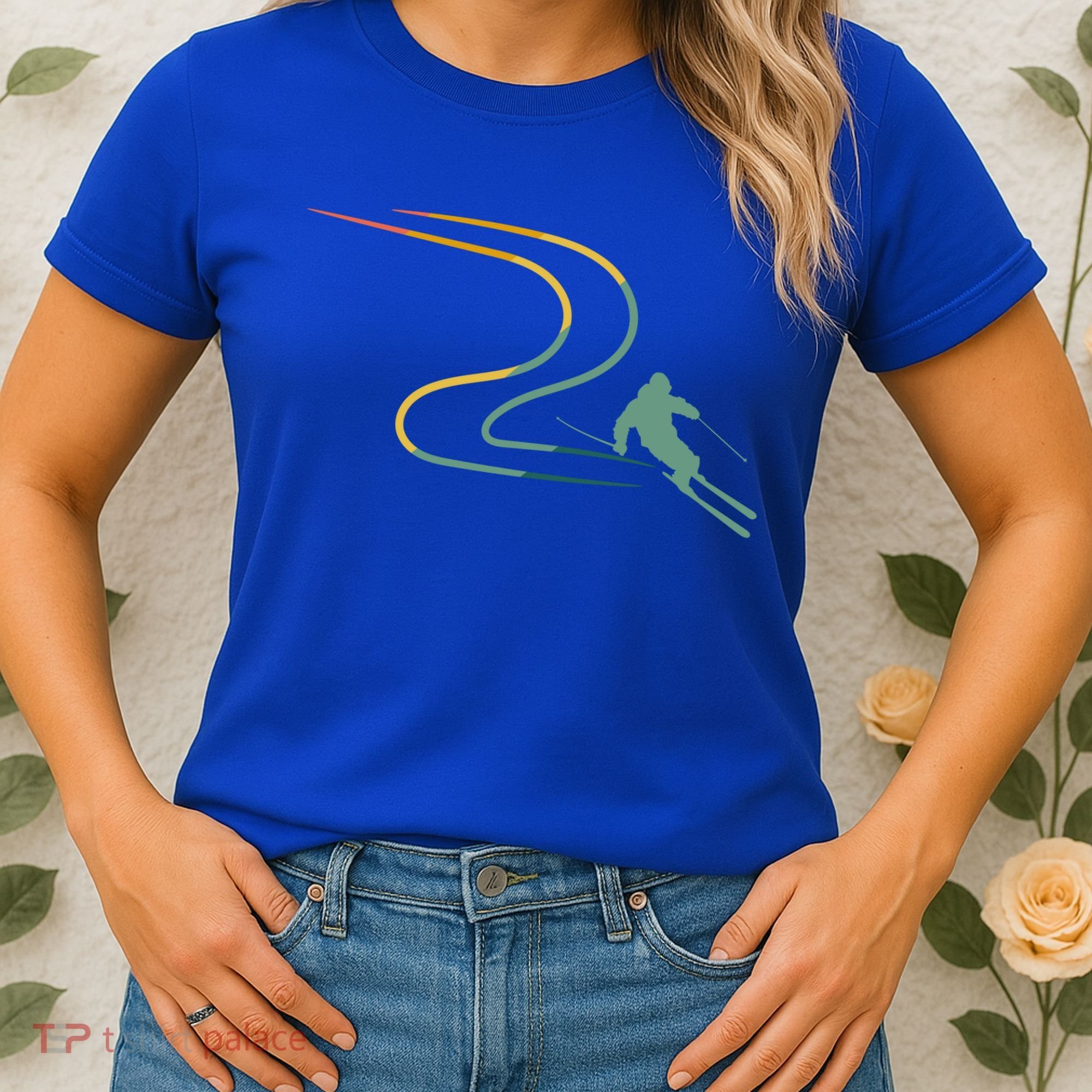 Skiing Ski Snow Heartbeat Retro Meaningful Gift Women's T-Shirt