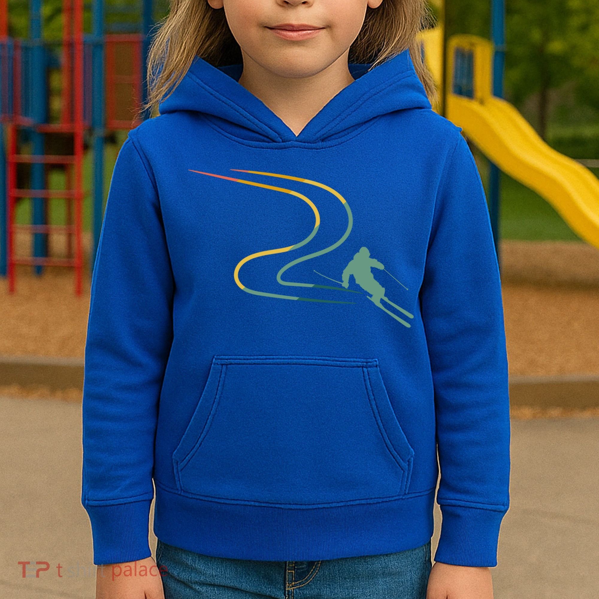 Skiing Ski Snow Heartbeat Retro Meaningful Gift Kids Hoodie