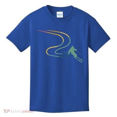 Skiing Ski Snow Heartbeat Retro Meaningful Gift Kids T-Shirt