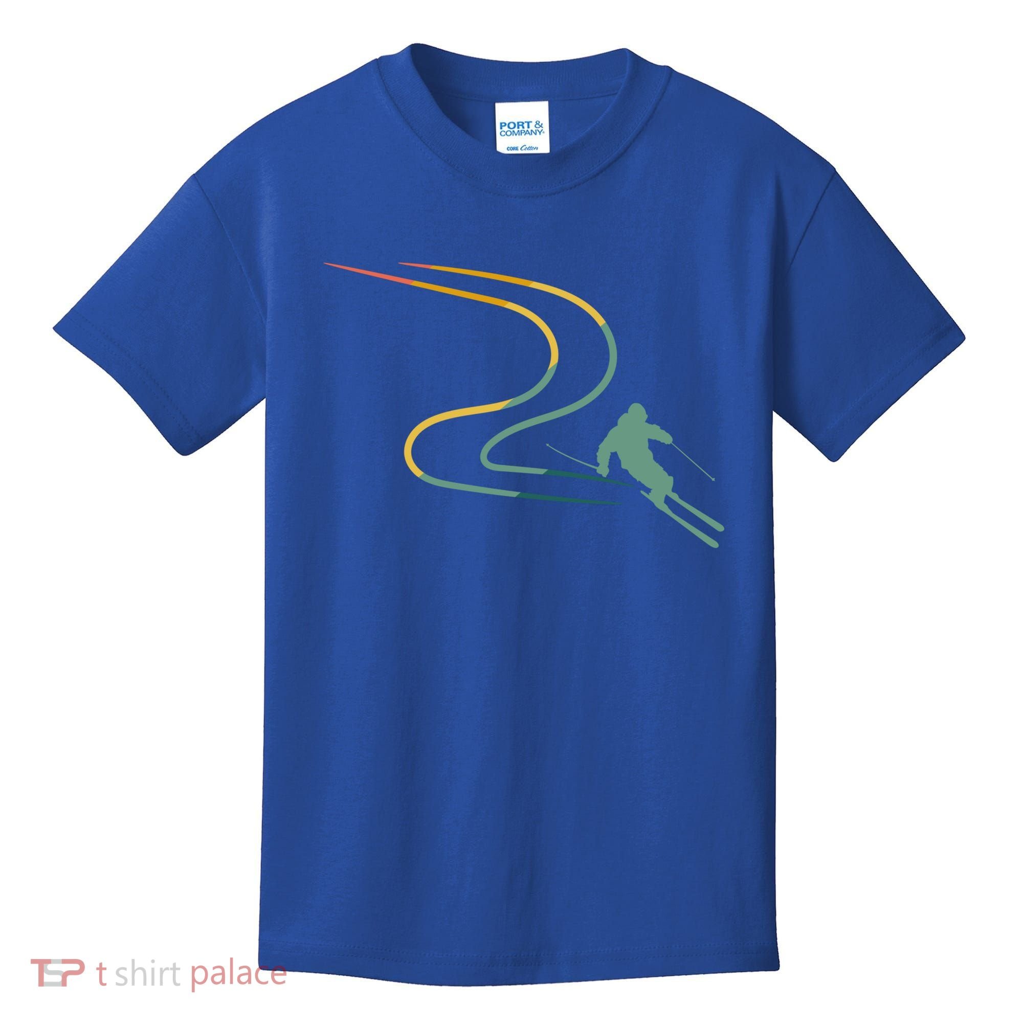 Skiing Ski Snow Heartbeat Retro Meaningful Gift Kids T-Shirt