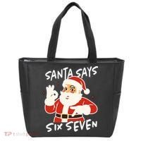 Santa Says Six Seven 67 Funny Christmas Tote Bag thumb 0