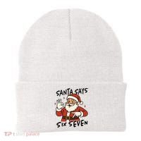 Santa Says Six Seven 67 Funny Christmas Beanie thumb 0