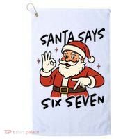 Santa Says Six Seven 67 Funny Christmas Golf Towel thumb 0