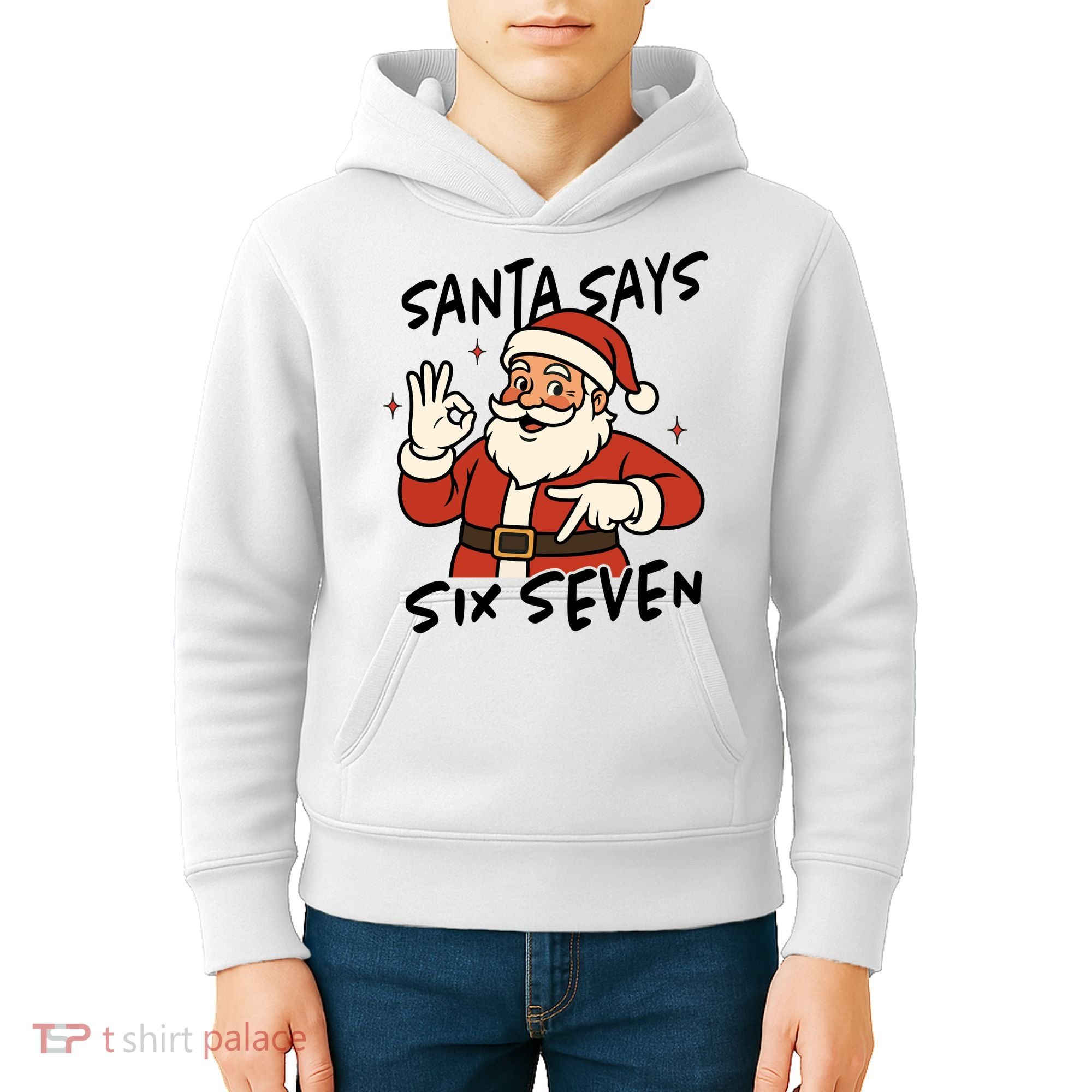 Santa Says Six Seven 67 Funny Christmas Kids Hoodie