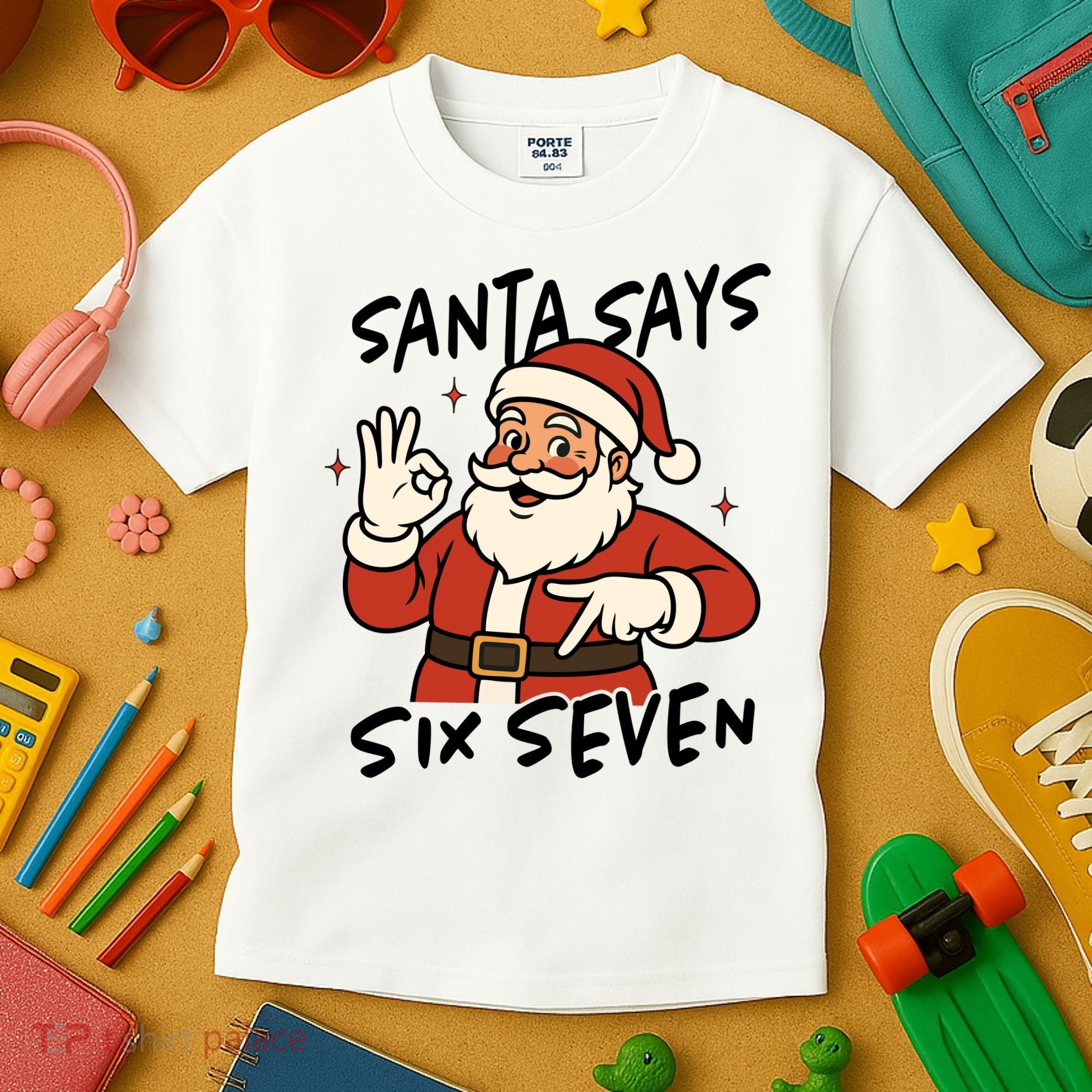 Santa Says Six Seven 67 Funny Christmas Kids T-Shirt