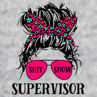 Shit Show Supervisor Tee Women Casual Messy Bun Bleached The Baniff Cuffed Pom Beanie thumb 2