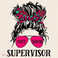 Shit Show Supervisor Tee Women Casual Messy Bun Bleached Garment-Dyed Women's Muscle Tee thumb 6