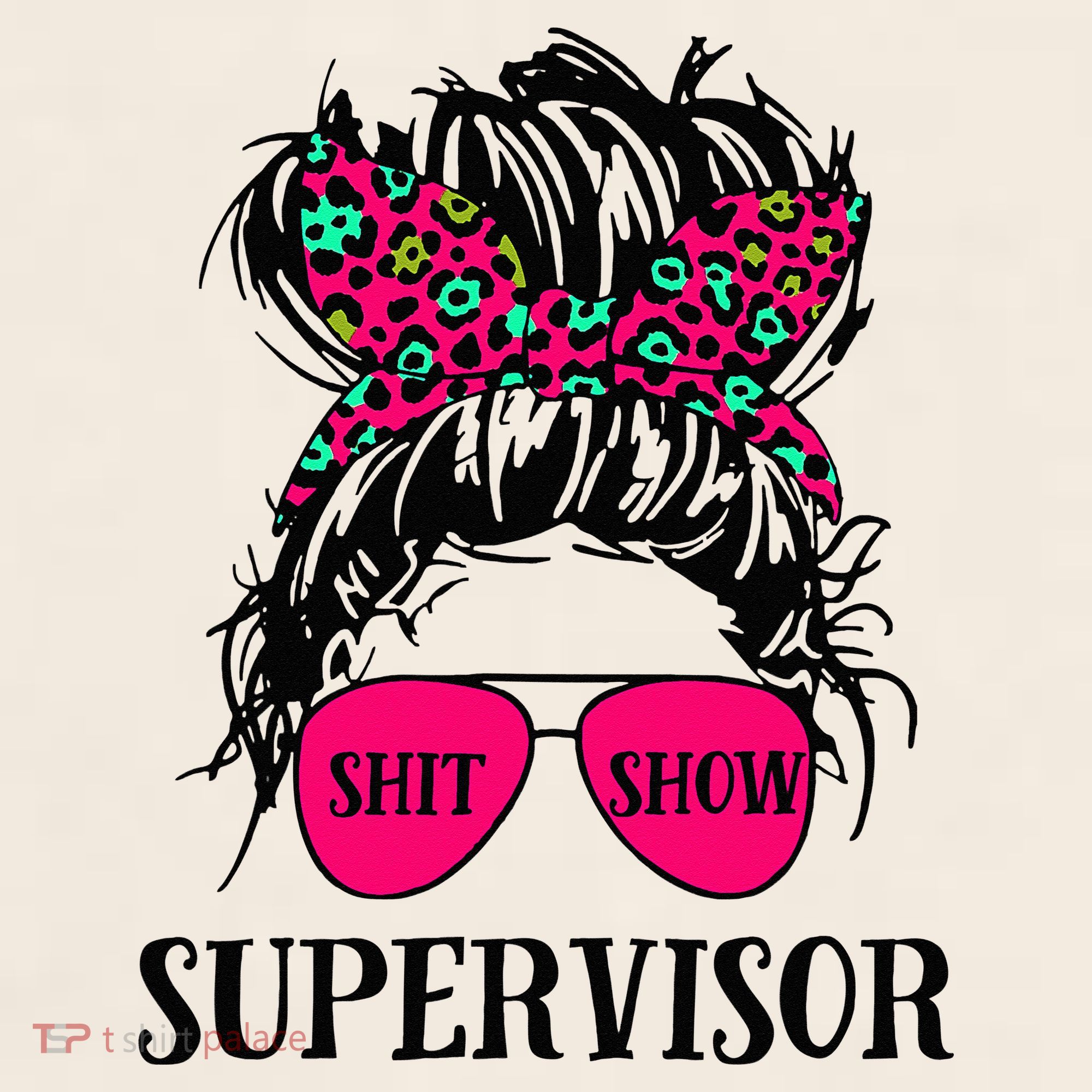 Shit Show Supervisor Tee Women Casual Messy Bun Bleached Garment-Dyed Women's Muscle Tee