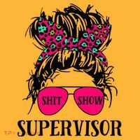 Shit Show Supervisor Tee Women Casual Messy Bun Bleached Pom Pom 12in Knit Beanie thumb 2
