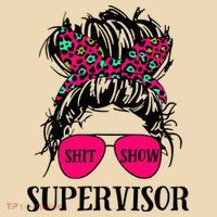 Shit Show Supervisor Tee Women Casual Messy Bun Bleached Tote Bag thumb 4