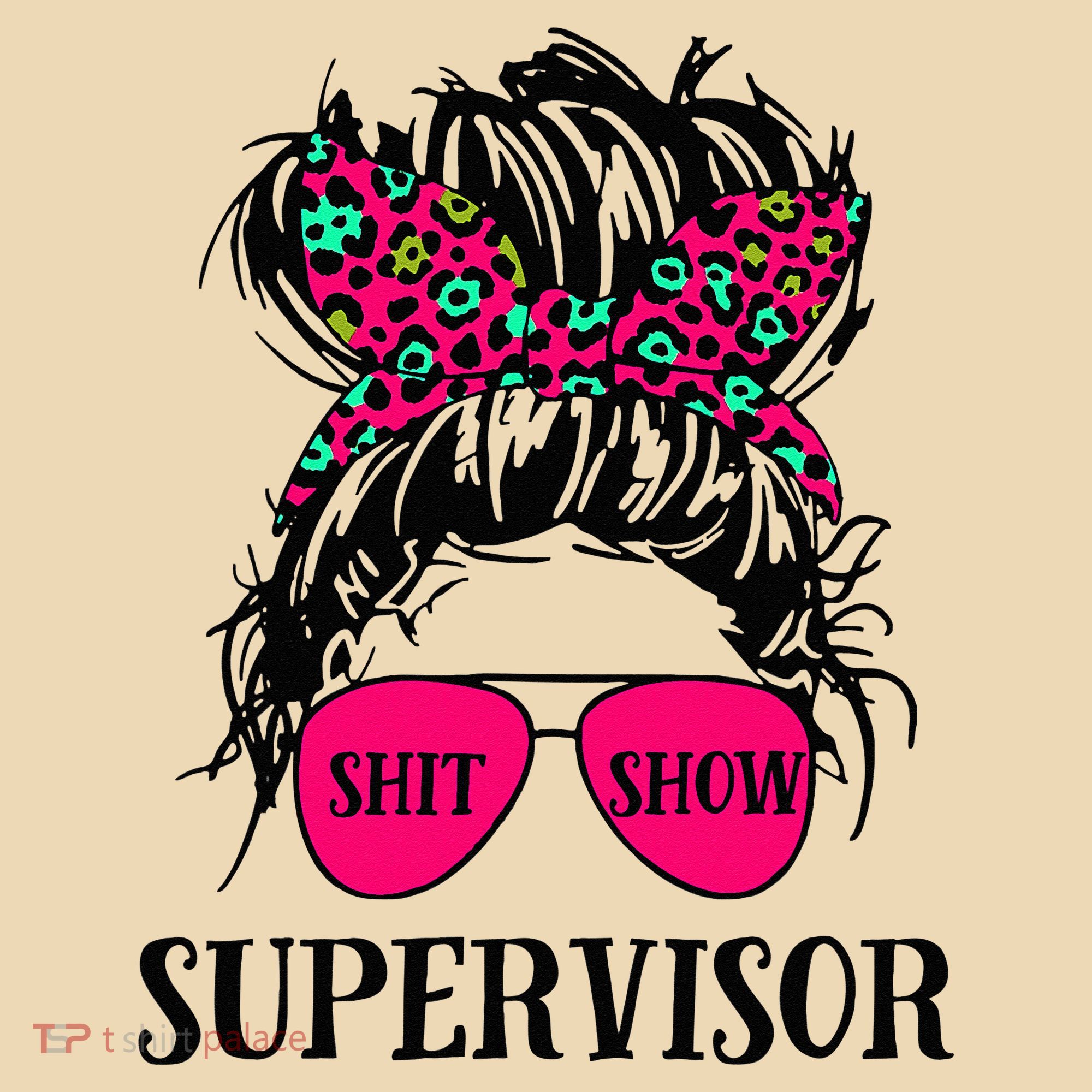 Shit Show Supervisor Tee Women Casual Messy Bun Bleached Tote Bag