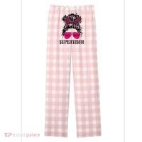 Shit Show Supervisor Tee Women Casual Messy Bun Bleached Women's Flannel Plaid Pajama Pants thumb 0