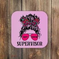 Shit Show Supervisor Tee Women Casual Messy Bun Bleached Coaster thumb 0