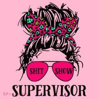 Shit Show Supervisor Tee Women Casual Messy Bun Bleached Coaster thumb 2