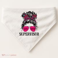Shit Show Supervisor Tee Women Casual Messy Bun Bleached USA-Made Doggie Bandana thumb 0