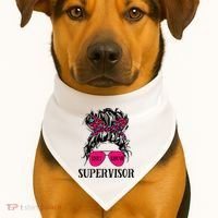 Shit Show Supervisor Tee Women Casual Messy Bun Bleached USA-Made Doggie Bandana thumb 1