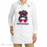 Shit Show Supervisor Tee Women Casual Messy Bun Bleached Apron thumb 2