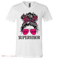 Shit Show Supervisor Tee Women Casual Messy Bun Bleached V-Neck T-Shirt thumb 0