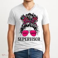 Shit Show Supervisor Tee Women Casual Messy Bun Bleached V-Neck T-Shirt thumb 2