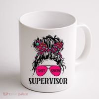 Shit Show Supervisor Tee Women Casual Messy Bun Bleached Coffee Mug thumb 1
