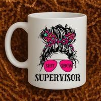 Shit Show Supervisor Tee Women Casual Messy Bun Bleached Coffee Mug thumb 2