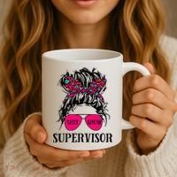 Shit Show Supervisor Tee Women Casual Messy Bun Bleached Coffee Mug thumb 3