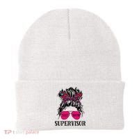Shit Show Supervisor Tee Women Casual Messy Bun Bleached Beanie thumb 0