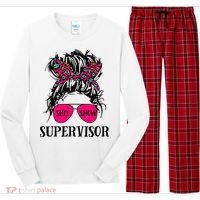 Shit Show Supervisor Tee Women Casual Messy Bun Bleached Long Sleeve Pajama Set thumb 0