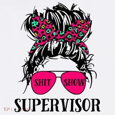 Shit Show Supervisor Tee Women Casual Messy Bun Bleached Tote Bag