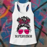 Shit Show Supervisor Tee Women Casual Messy Bun Bleached Women's Tank Top thumb 3