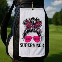 Shit Show Supervisor Tee Women Casual Messy Bun Bleached Golf Towel thumb 2