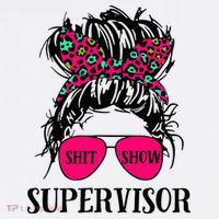 Shit Show Supervisor Tee Women Casual Messy Bun Bleached Women's Long Sleeve Shirt thumb 2