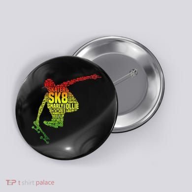 Skateboard Skater Slang Retro Skaterboarding Button